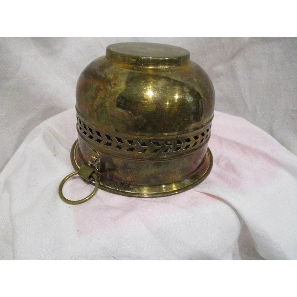 Brass‎ Bowl, ring handles made in India planter midcentury centerpiece catchall